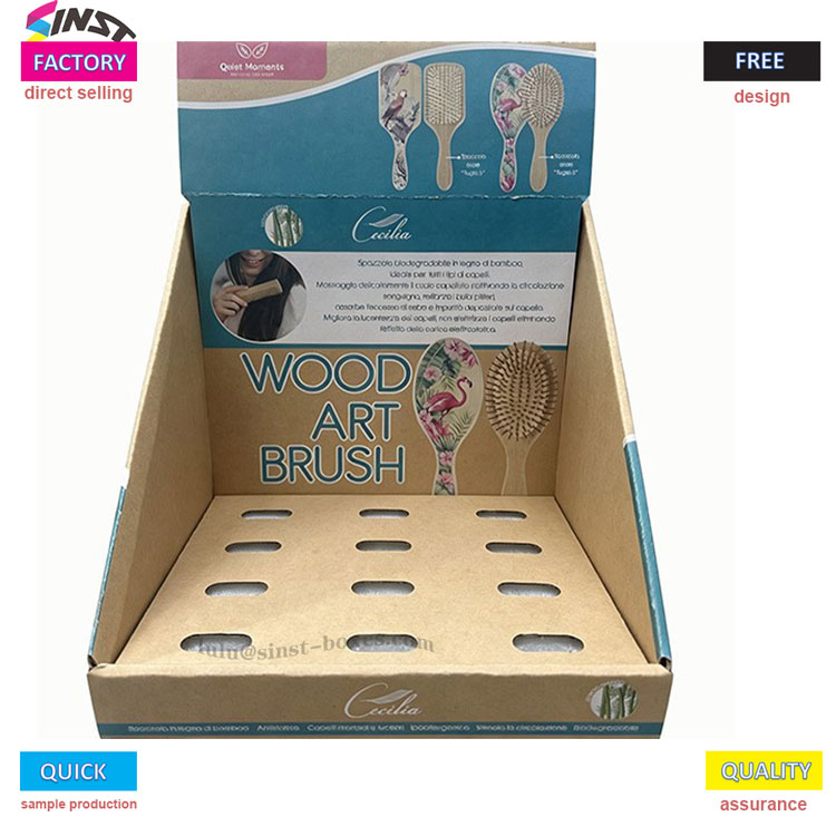 Ang SINST ay naglulunsad ng heavy-duty na kraft paper counter display upang malutas ang problema ng mga istante ng brand na gawa sa kahoy na brush