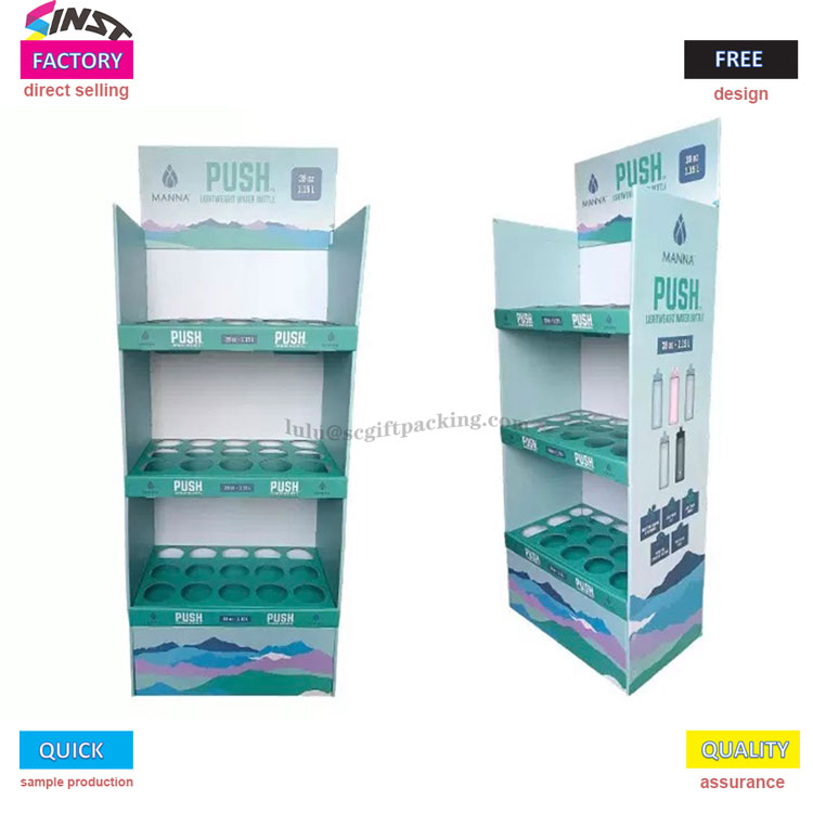 Ang Cardboard Carton Floor Display ay tumayo para sa Supermarke Water Bottle