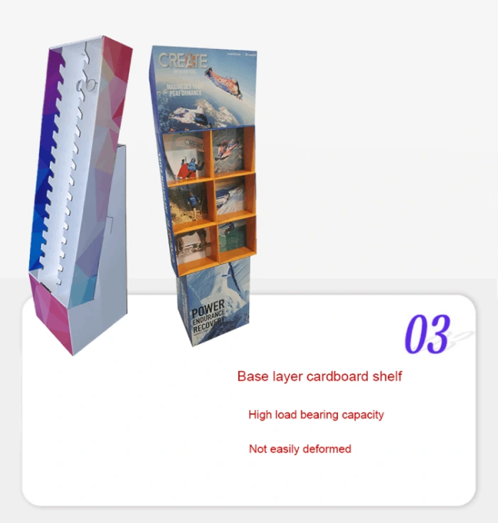Corrugated cardboard candy display with organized shelf layout