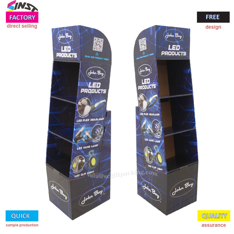 LED produkto corrugated karton display rack