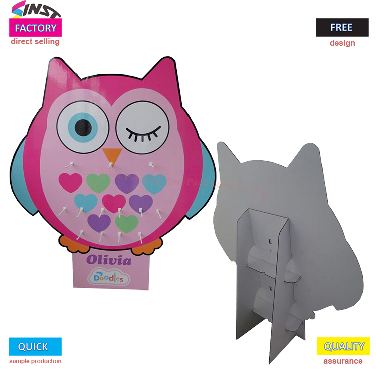 Owl Peg Cardboard Display Stand Toy Bag Keychain Stationery na may Hooks