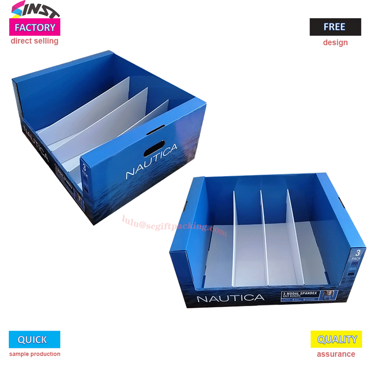 Cardboard display stand para sa Underwear Stackable PDQ for Garments