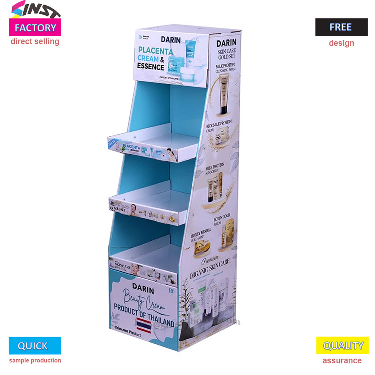Display rack ng karton ng pangangalaga sa balat